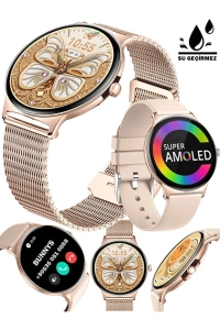 XİAMOİ Redmi Note 13 Pro Uyumlu Su Geçirmez Akıllı Saat Metal Kordon Amoled Ekran 1.43 inç